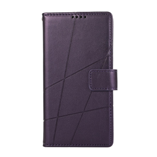 For Samsung Galaxy S24 5G PU Genuine Leather Texture Embossed Line Phone Case(Purple) - Galaxy S24 5G Cases by buy2fix | Online Shopping UK | buy2fix