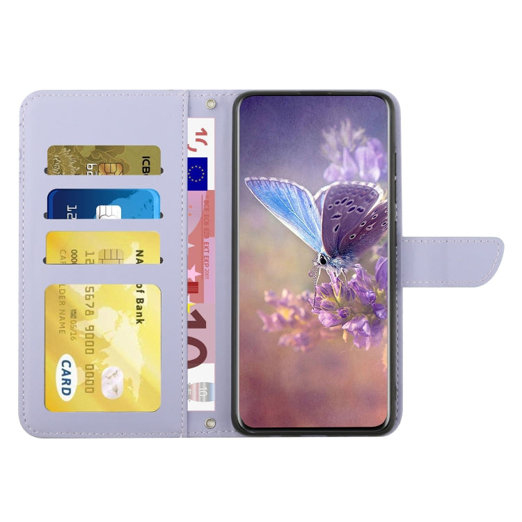 For Google Pixel 9 Skin Feel Butterfly Embossed Flip Leather Phone Case(Purple) by buy2fix