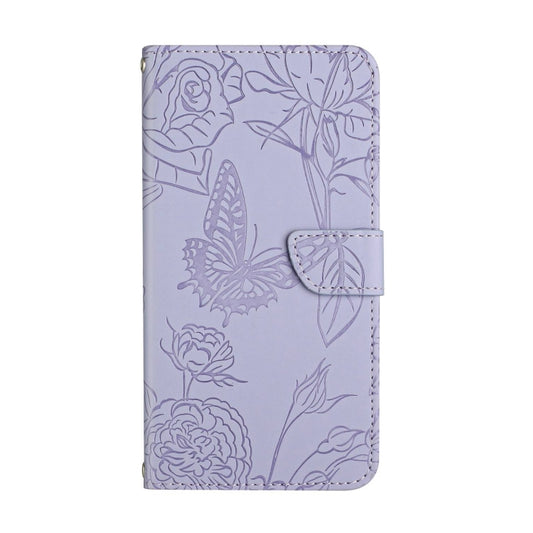 For Google Pixel 9 Pro Skin Feel Butterfly Embossed Flip Leather Phone Case(Purple) by buy2fix