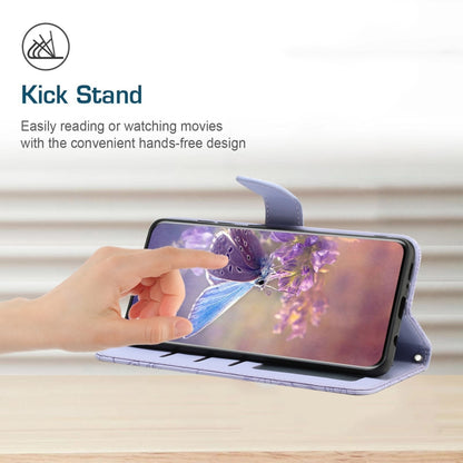 For Google Pixel 9 Pro Skin Feel Butterfly Embossed Flip Leather Phone Case(Purple) by buy2fix