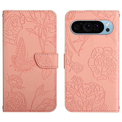For Google Pixel 9 Pro Skin Feel Butterfly Embossed Flip Leather Phone Case(Pink) by buy2fix