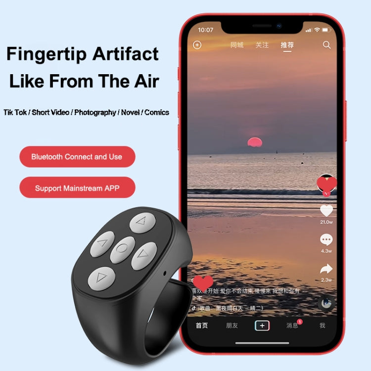 JX-05 5-button Bluetooth Remote Control Cellphone Smart Ring Remote Control(Black) - Phone Remote Control by buy2fix | Online Shopping UK | buy2fix