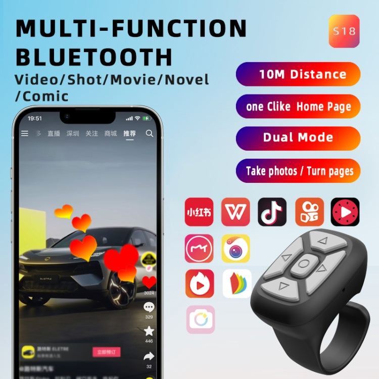 S18 Portable Smart Wireless Bluetooth Ring Remote Control(Blue) - Phone Remote Control by buy2fix | Online Shopping UK | buy2fix