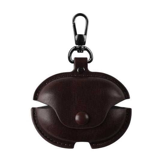 For Huawei FreeBuds Pro 5 / 4 / 3 Business Leather Earphone Protective Case with Hook(Dark Brown)