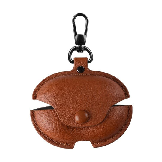 For Huawei FreeBuds Pro 5 / 4 / 3 Business Leather Earphone Protective Case with Hook(Light Brown)