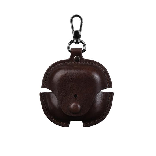 For Huawei FreeClip 2 Business Leather Earphone Protective Case with Hook(Dark Brown)