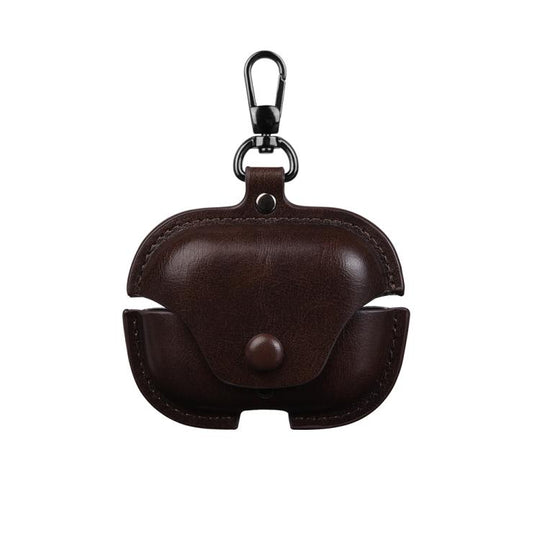 For Huawei FreeBuds SE 4 ANC Business Leather Earphone Protective Case with Hook(Dark Brown)