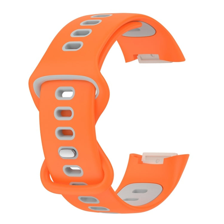For Fitbit Charge 6 Two Color Silicone Watch Band(Orange Grey) by buy2fix