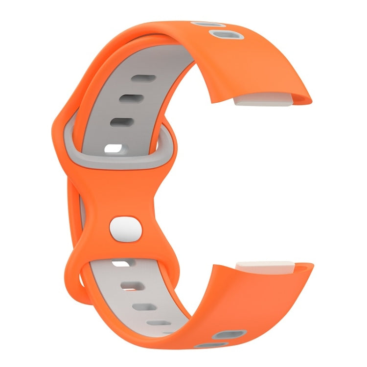 For Fitbit Charge 6 Two Color Silicone Watch Band(Orange Grey) by buy2fix