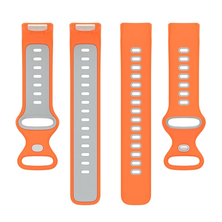 For Fitbit Charge 6 Two Color Silicone Watch Band(Orange Grey) by buy2fix