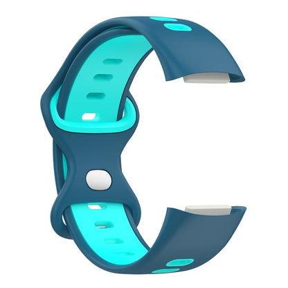 For Fitbit Charge 6 Two Color Silicone Watch Band(Blue Teal) by buy2fix