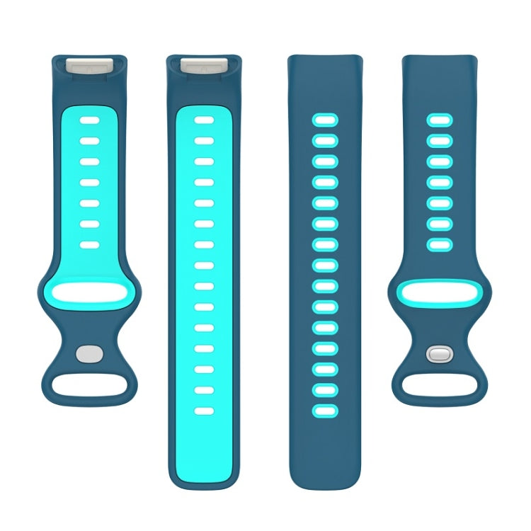 For Fitbit Charge 6 Two Color Silicone Watch Band(Blue Teal) by buy2fix