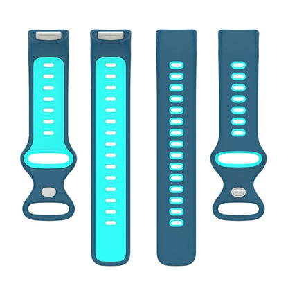 For Fitbit Charge 6 Two Color Silicone Watch Band(Blue Teal) by buy2fix