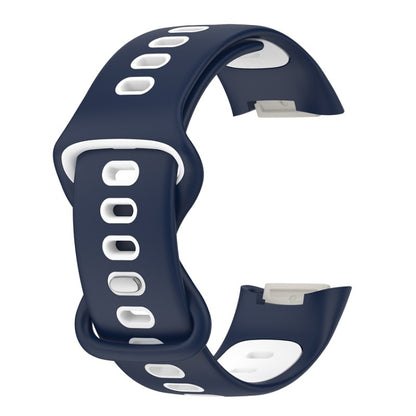 For Fitbit Charge 6 Two Color Silicone Watch Band(Midnight Blue White) by buy2fix