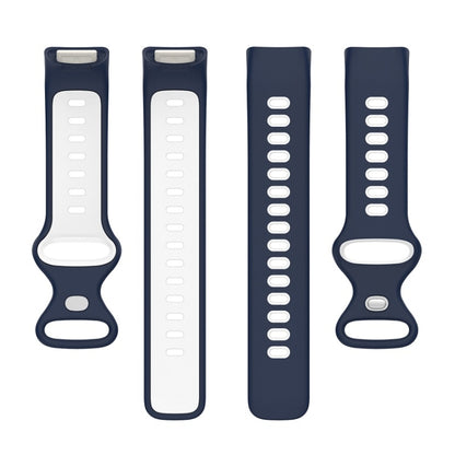 For Fitbit Charge 6 Two Color Silicone Watch Band(Midnight Blue White) by buy2fix