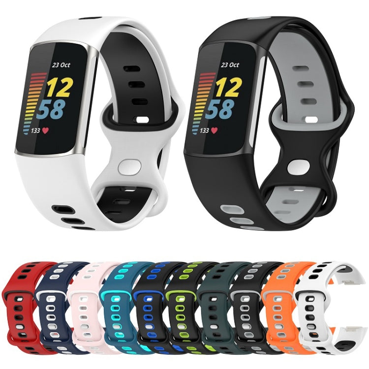 For Fitbit Charge 6 Two Color Silicone Watch Band(Blue Teal) by buy2fix