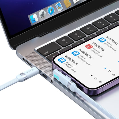 USAMS US-SJ652 PD 30W USB-C/Type-C to 8 Pin Aluminum Alloy Digital Display Fast Charging Elbow Data Cable, Length: 1.2m(Purple) - 2 in 1 Cable by USAMS | Online Shopping UK | buy2fix