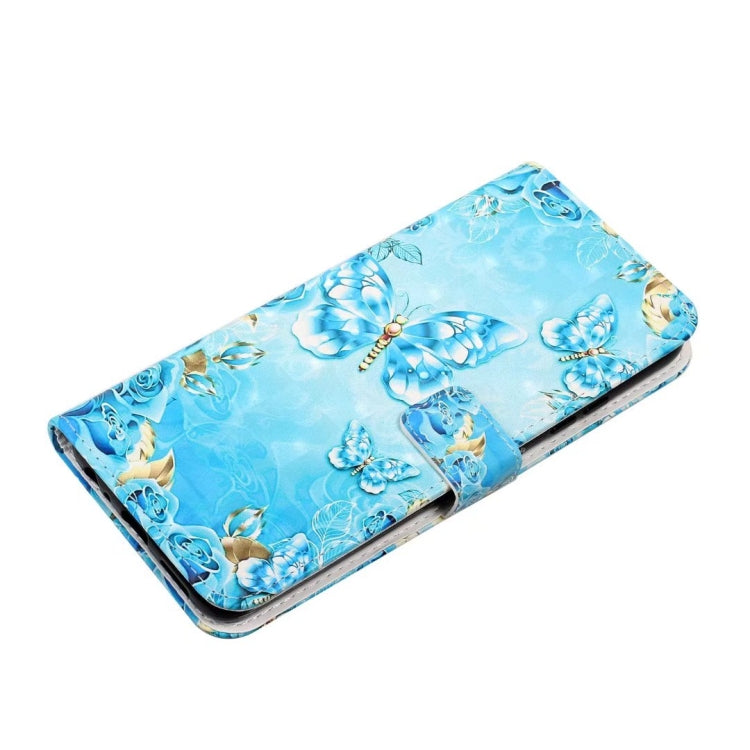 For iPhone 16 Pro Oil Embossed 3D Drawing Leather Phone Case(Blue Butterflies) by buy2fix