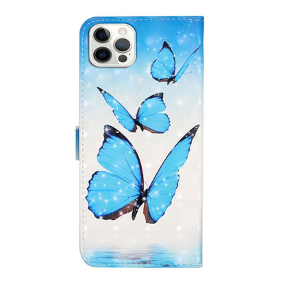 For iPhone 16 Pro Oil Embossed 3D Drawing Leather Phone Case(3 Butterflies) by buy2fix