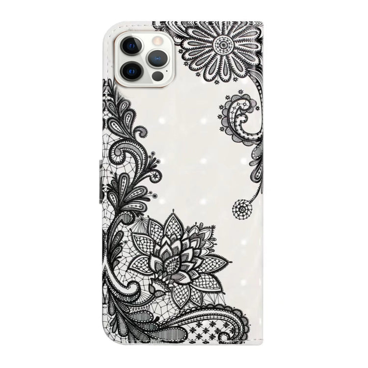 For iPhone 16 Pro Oil Embossed 3D Drawing Leather Phone Case(Lace Flower) by buy2fix