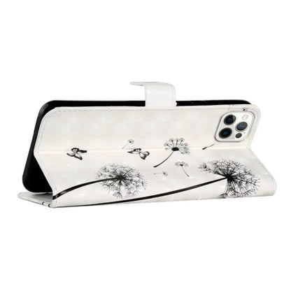 For iPhone 16 Pro Oil Embossed 3D Drawing Leather Phone Case(Couple Dandelion) by buy2fix