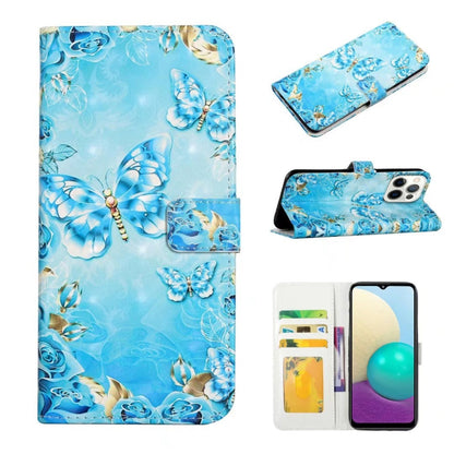 For iPhone 16 Pro Max Oil Embossed 3D Drawing Leather Phone Case(Blue Butterflies) by buy2fix