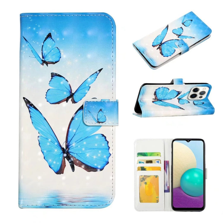 For iPhone 16 Pro Max Oil Embossed 3D Drawing Leather Phone Case(3 Butterflies) by buy2fix