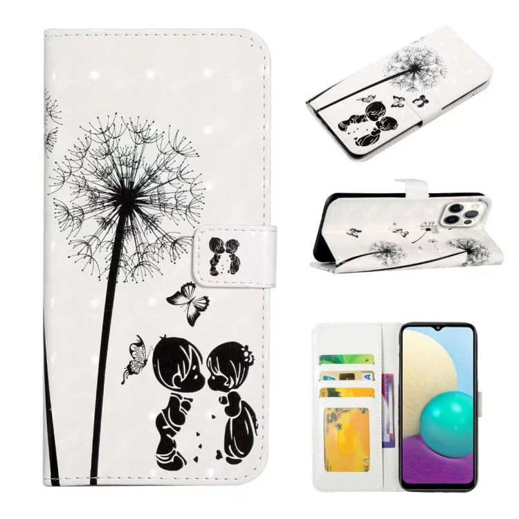 For iPhone 16 Pro Max Oil Embossed 3D Drawing Leather Phone Case(Couple Dandelion) by buy2fix