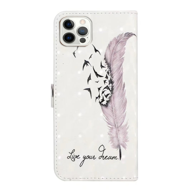 For iPhone 16 Pro Max Oil Embossed 3D Drawing Leather Phone Case(Feather) by buy2fix