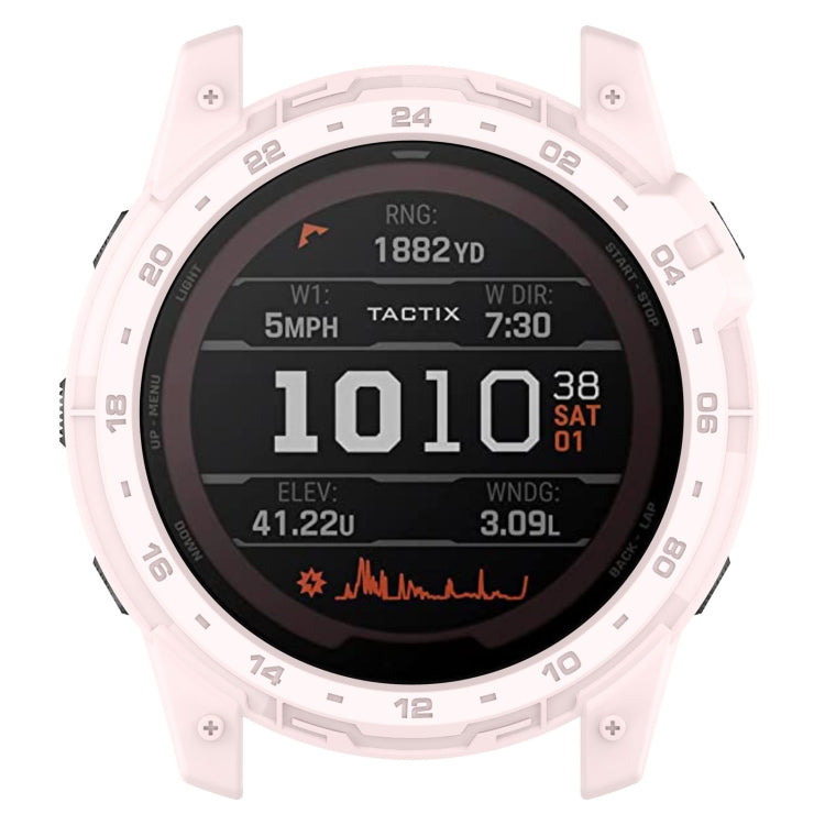 For Garmin Tactix 7 Amoled Armor Hollow TPU Watch Protective Case(Light Pink) - Watch Cases by buy2fix | Online Shopping UK | buy2fix
