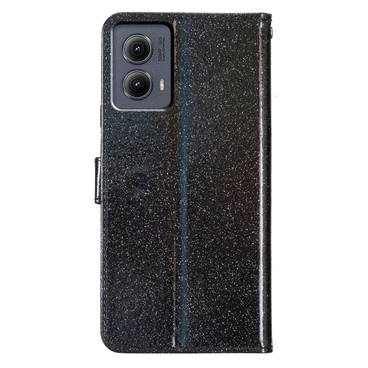 For Motorola Edge 2024 Glitter Powder Flip Leather Phone Case(Black) by buy2fix