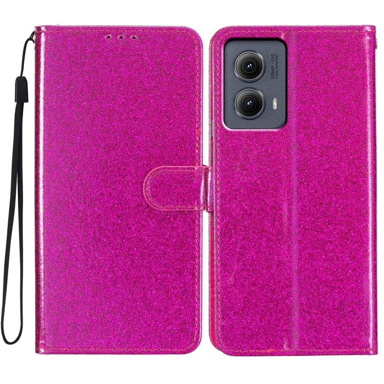 For Motorola Edge 2024 Glitter Powder Flip Leather Phone Case(Rose Red) by buy2fix