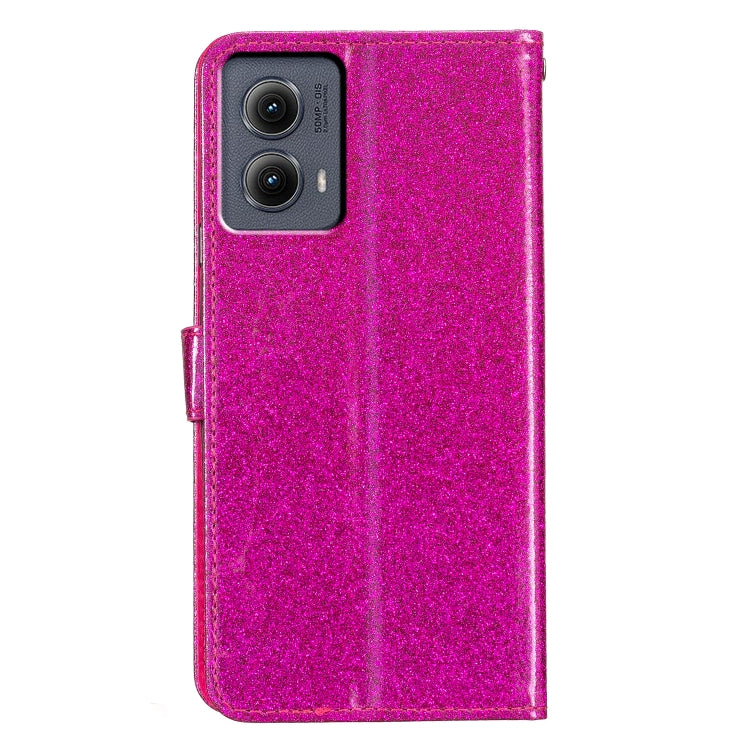 For Motorola Edge 2024 Glitter Powder Flip Leather Phone Case(Rose Red) by buy2fix
