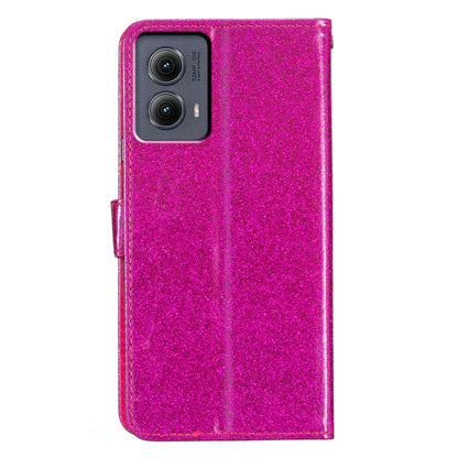 For Motorola Edge 2024 Glitter Powder Flip Leather Phone Case(Rose Red) by buy2fix