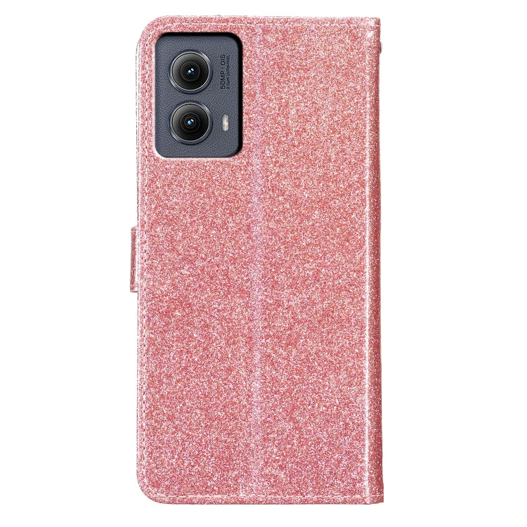 For Motorola Edge 2024 Glitter Powder Flip Leather Phone Case(Rose Gold) by buy2fix