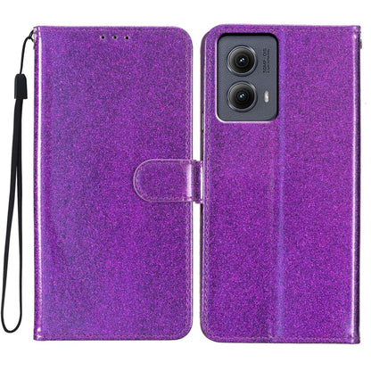 For Motorola Edge 2024 Glitter Powder Flip Leather Phone Case(Purple) by buy2fix
