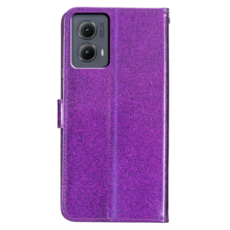 For Motorola Edge 2024 Glitter Powder Flip Leather Phone Case(Purple) by buy2fix