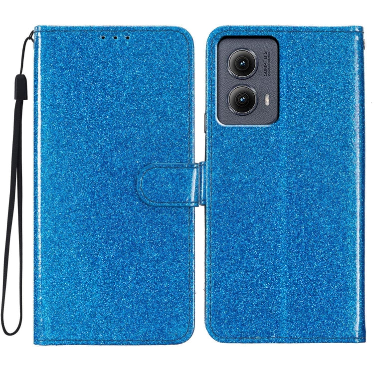 For Motorola Edge 2024 Glitter Powder Flip Leather Phone Case(Blue) by buy2fix
