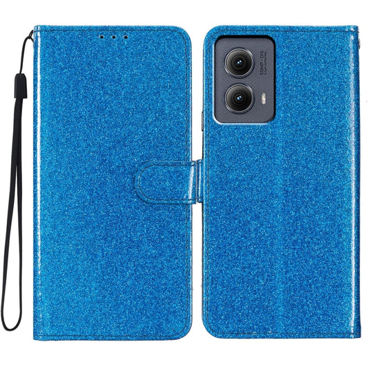 For Motorola Edge 2024 Glitter Powder Flip Leather Phone Case(Blue) by buy2fix