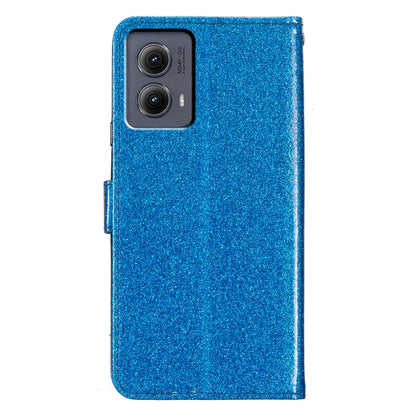 For Motorola Edge 2024 Glitter Powder Flip Leather Phone Case(Blue) by buy2fix