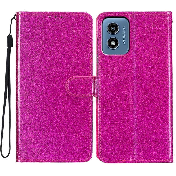 For Motorola Moto G Play 2024 Glitter Powder Flip Leather Phone Case(Rose Red) by buy2fix