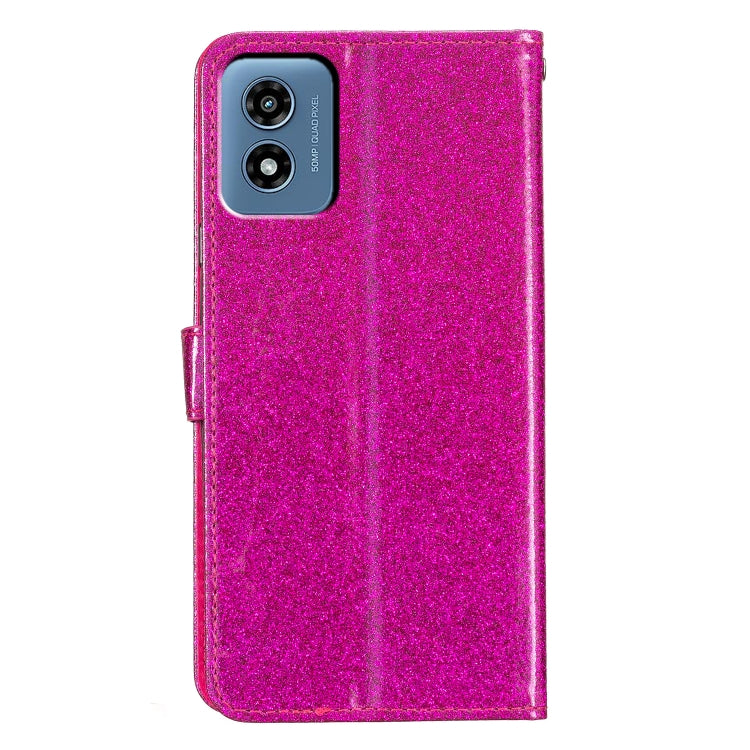 For Motorola Moto G Play 2024 Glitter Powder Flip Leather Phone Case(Rose Red) by buy2fix