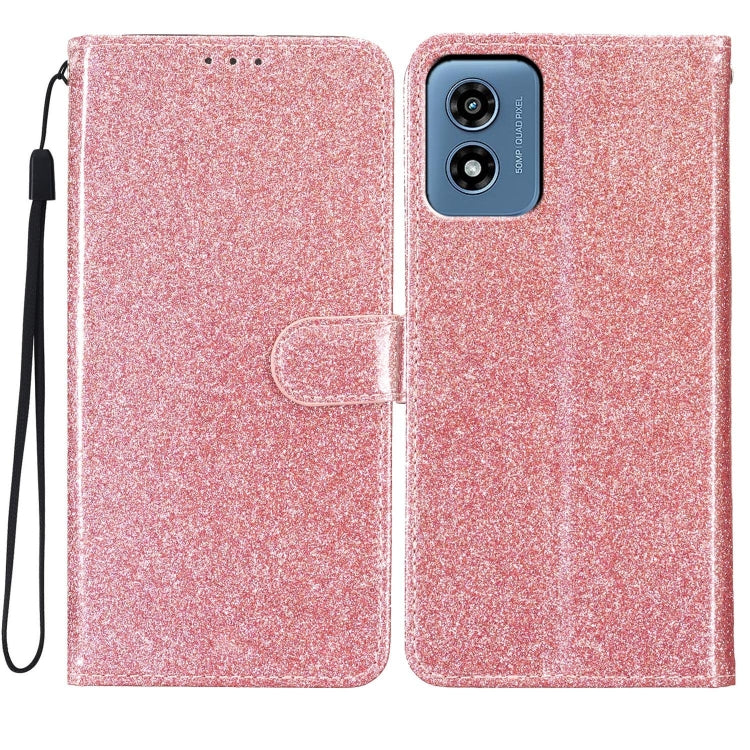 For Motorola Moto G Play 2024 Glitter Powder Flip Leather Phone Case(Rose Gold) by buy2fix