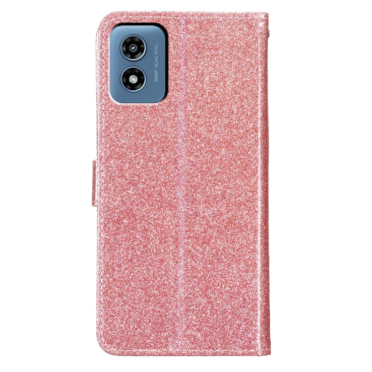 For Motorola Moto G Play 2024 Glitter Powder Flip Leather Phone Case(Rose Gold) by buy2fix