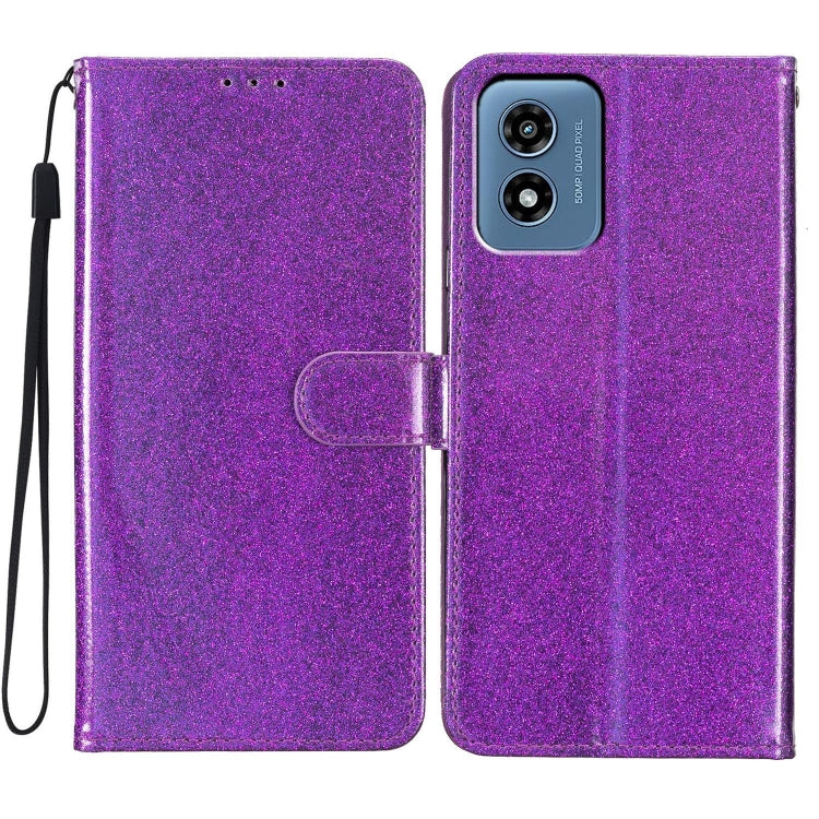 For Motorola Moto G Play 2024 Glitter Powder Flip Leather Phone Case(Purple) by buy2fix
