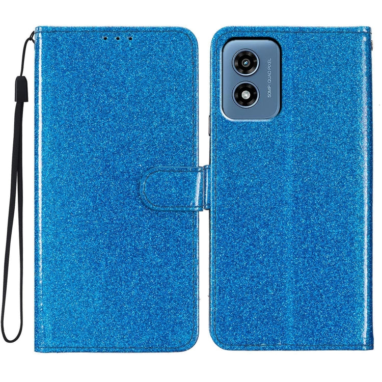 For Motorola Moto G Play 2024 Glitter Powder Flip Leather Phone Case(Blue) by buy2fix