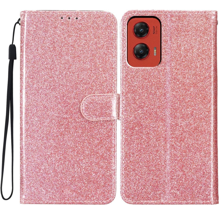 For Motorola Moto G Stylus 5G 2024 Glitter Powder Flip Leather Phone Case(Rose Gold) by buy2fix