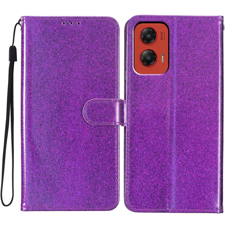 For Motorola Moto G Stylus 5G 2024 Glitter Powder Flip Leather Phone Case(Purple) by buy2fix