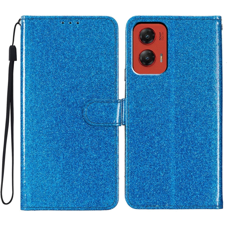 For Motorola Moto G Stylus 5G 2024 Glitter Powder Flip Leather Phone Case(Blue) by buy2fix