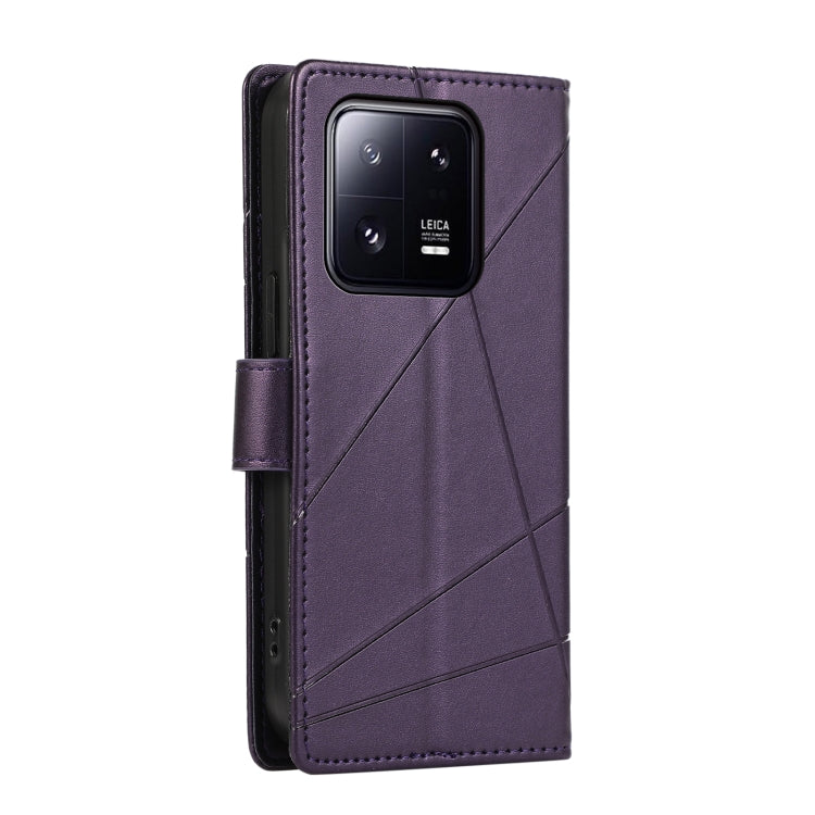 For Xiaomi 13 Pro PU Genuine Leather Texture Embossed Line Phone Case(Purple) - Xiaomi Cases by buy2fix | Online Shopping UK | buy2fix